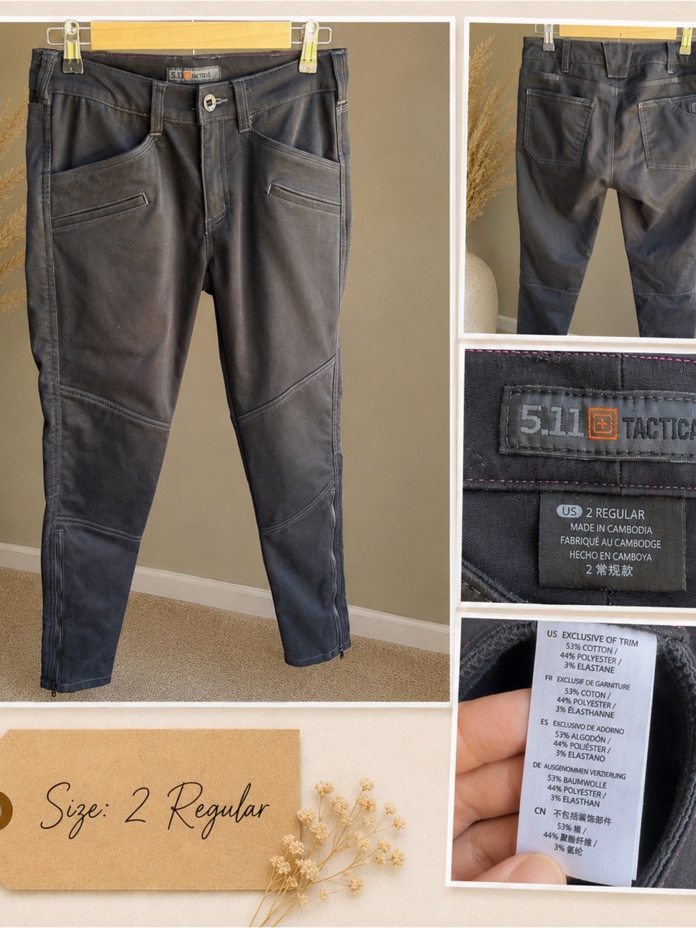 5.11 Tactical Women's Black Slim Straight Tactical Jeans